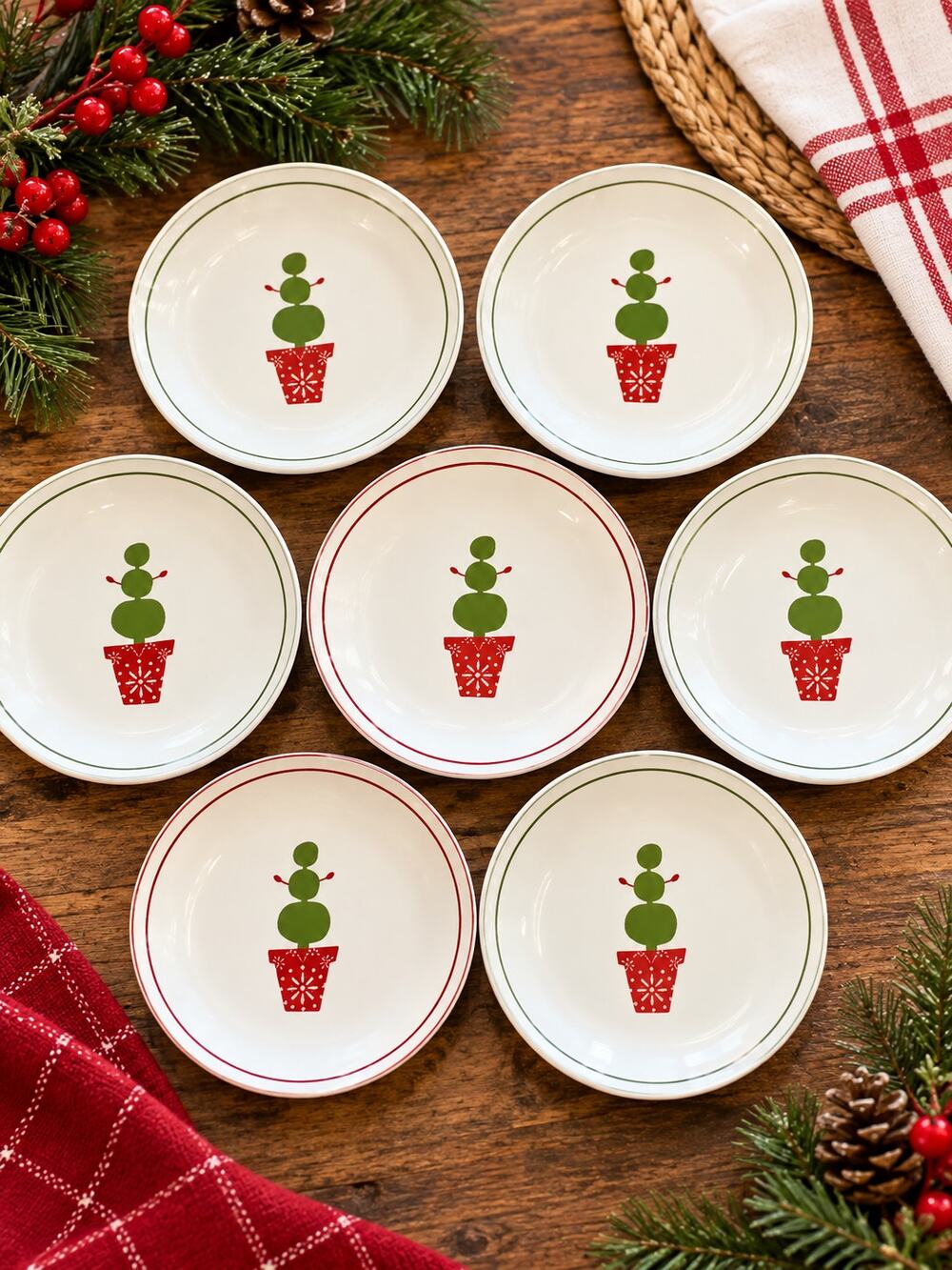 STARBUCKS set of 7 holiday appetizer plates 2006